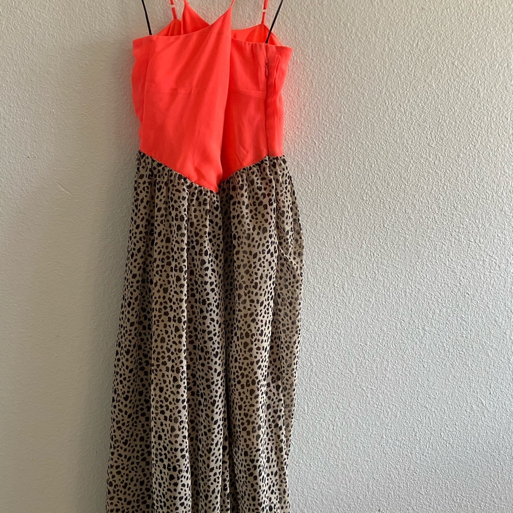 coral pink cheetah print maxi dress